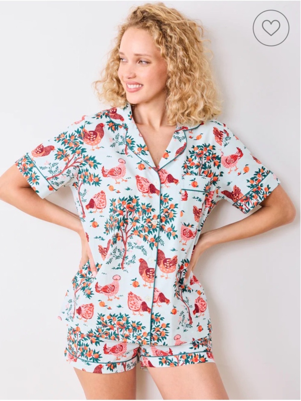 PRINTFRESH Blue Chicken Pajamas Set Short